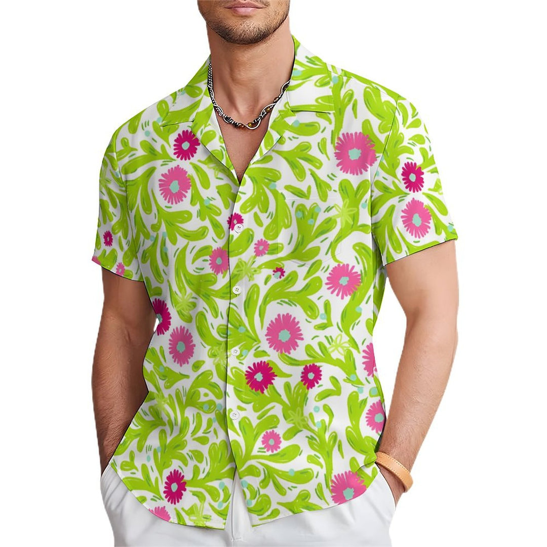 Men's Flower Vine Casual Short Sleeve Shirt 2402000344