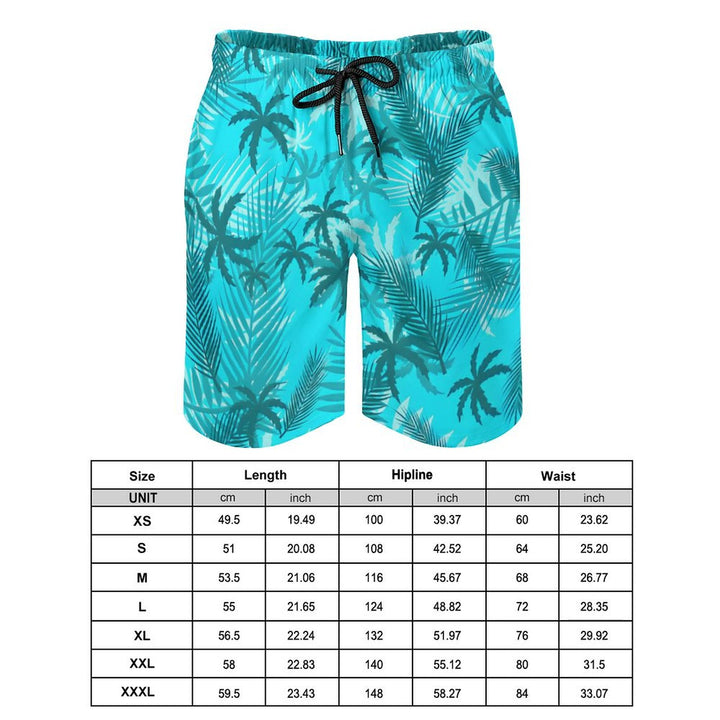 Men's Hawaiian Coconut Print Beach Shorts 2402000306