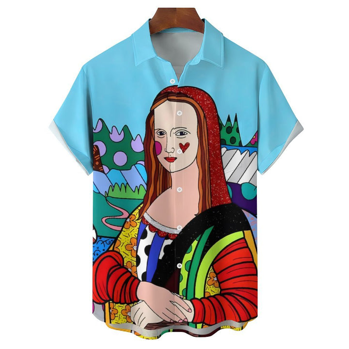 Men's Mona Lisa Smile Casual Short Sleeve Shirt 2312000476