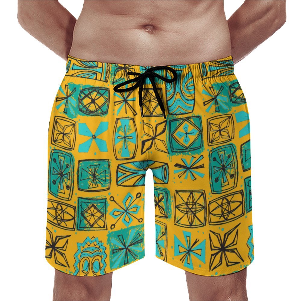 Men's Sports Tiki Art Print Beach Shorts 2402000207