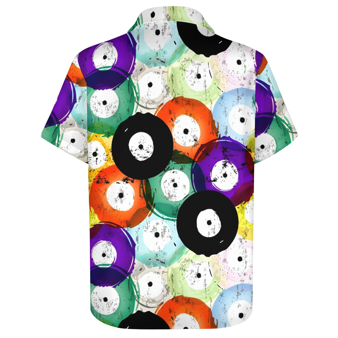 Men's Vinyl Records Casual Short Sleeve Shirt 2403000221