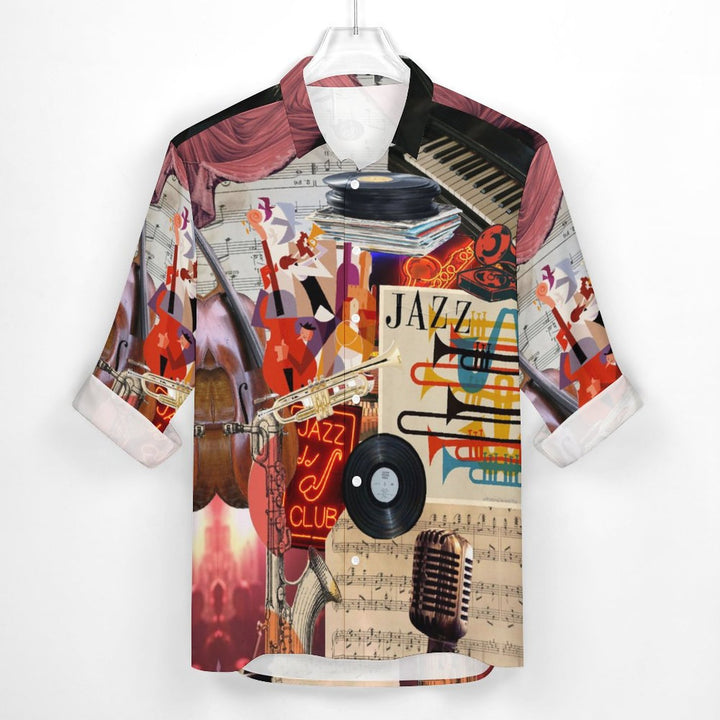 Casual Music Printed Long Sleeved Shirt 2309000887