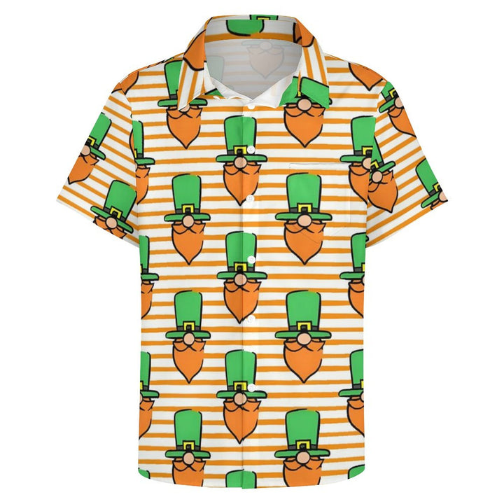 St. Patrick'S Day Stripes Casual Short Sleeve Shirt 2312000538