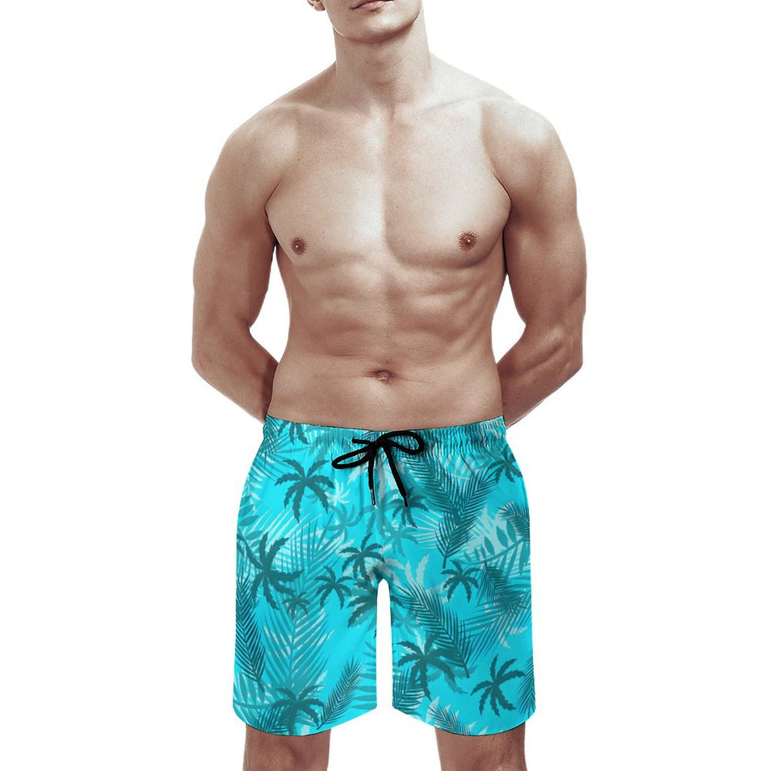 Men's Hawaiian Coconut Print Beach Shorts 2402000306