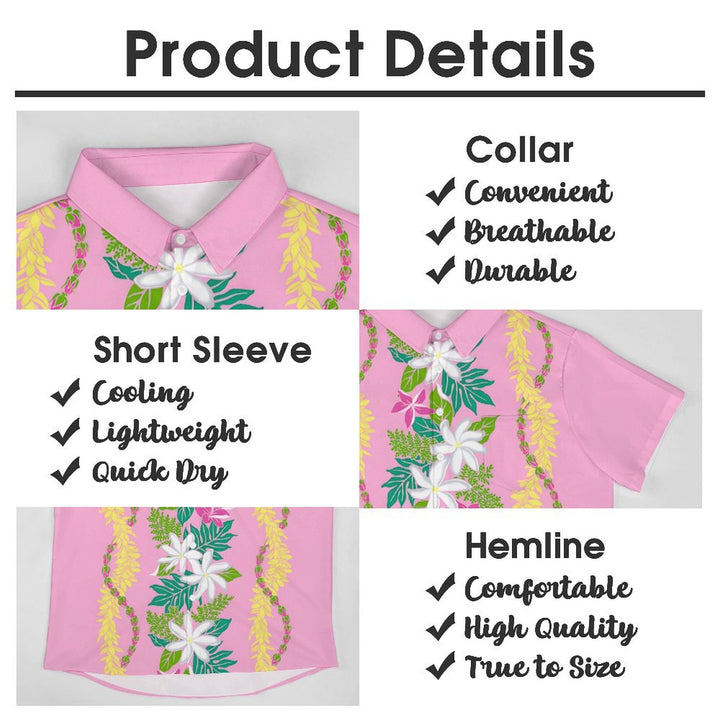 Flower Vine Pink Casual Short Sleeve Shirt 2402000017