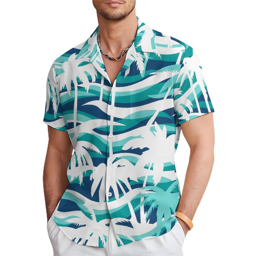 Men's Hawaiian Coconut Palm Casual Short Sleeve Shirt 2402000350