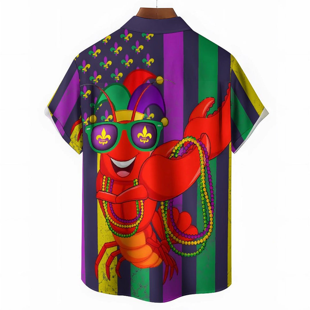 Holiday Carnival Men's Hawaiian Shirt Lobster Cartoon Art Aloha Shirt 2401000123