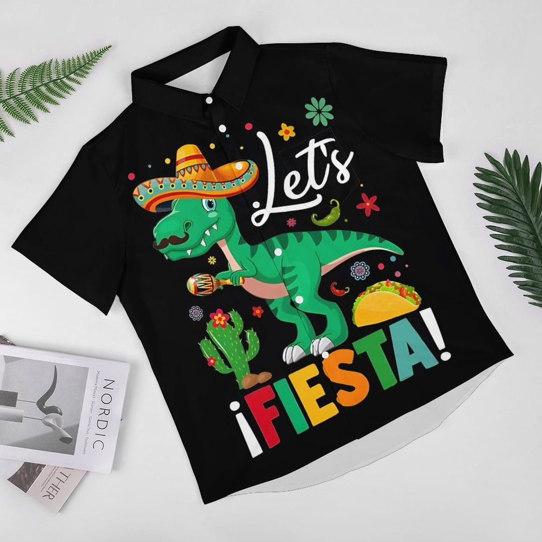 Mexican Cultural Dinosaur Casual Short Sleeve Shirt 2312000484