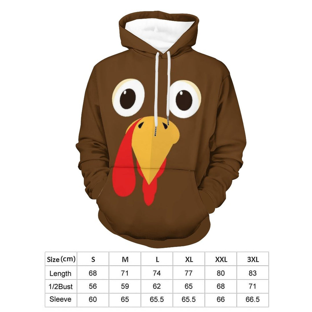 Unisex Hooded Thanksgiving Silly Turkey Face Print Sweatshirt 2311000160