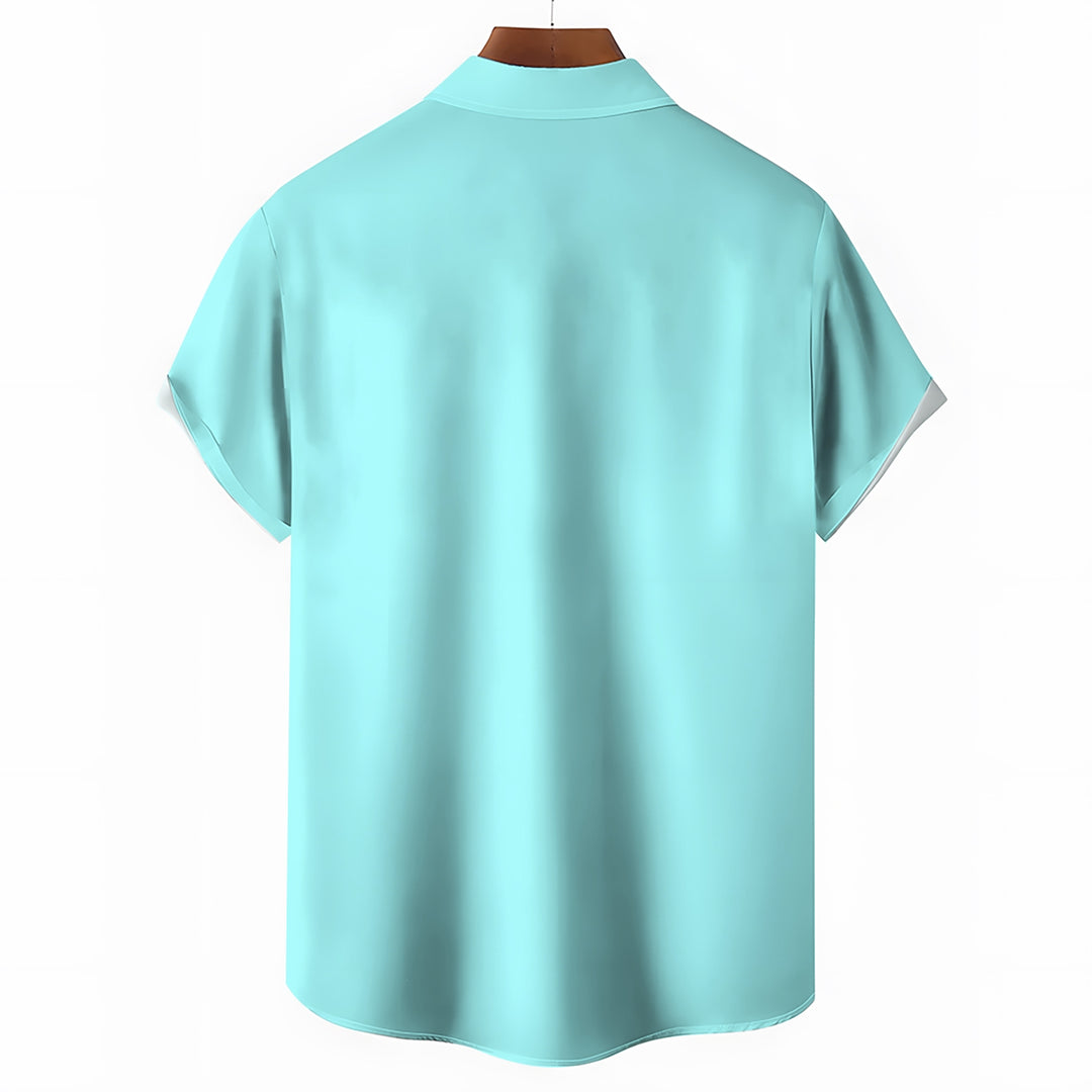 Men's Geometric Stripes Casual Short Sleeve Shirt 2403000263