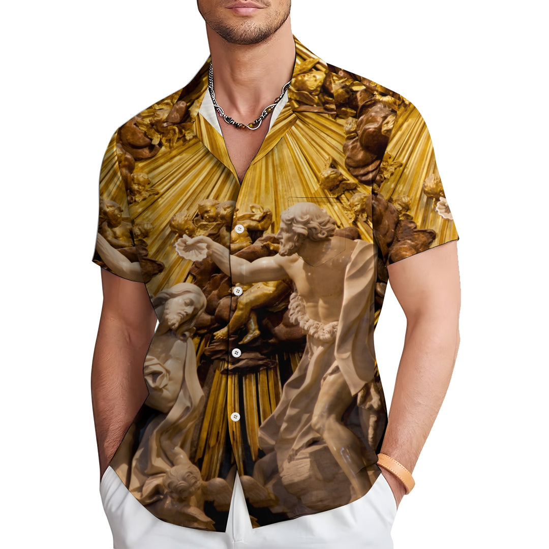 Men's Art Religious Print Short Sleeve Shirt 2403000232