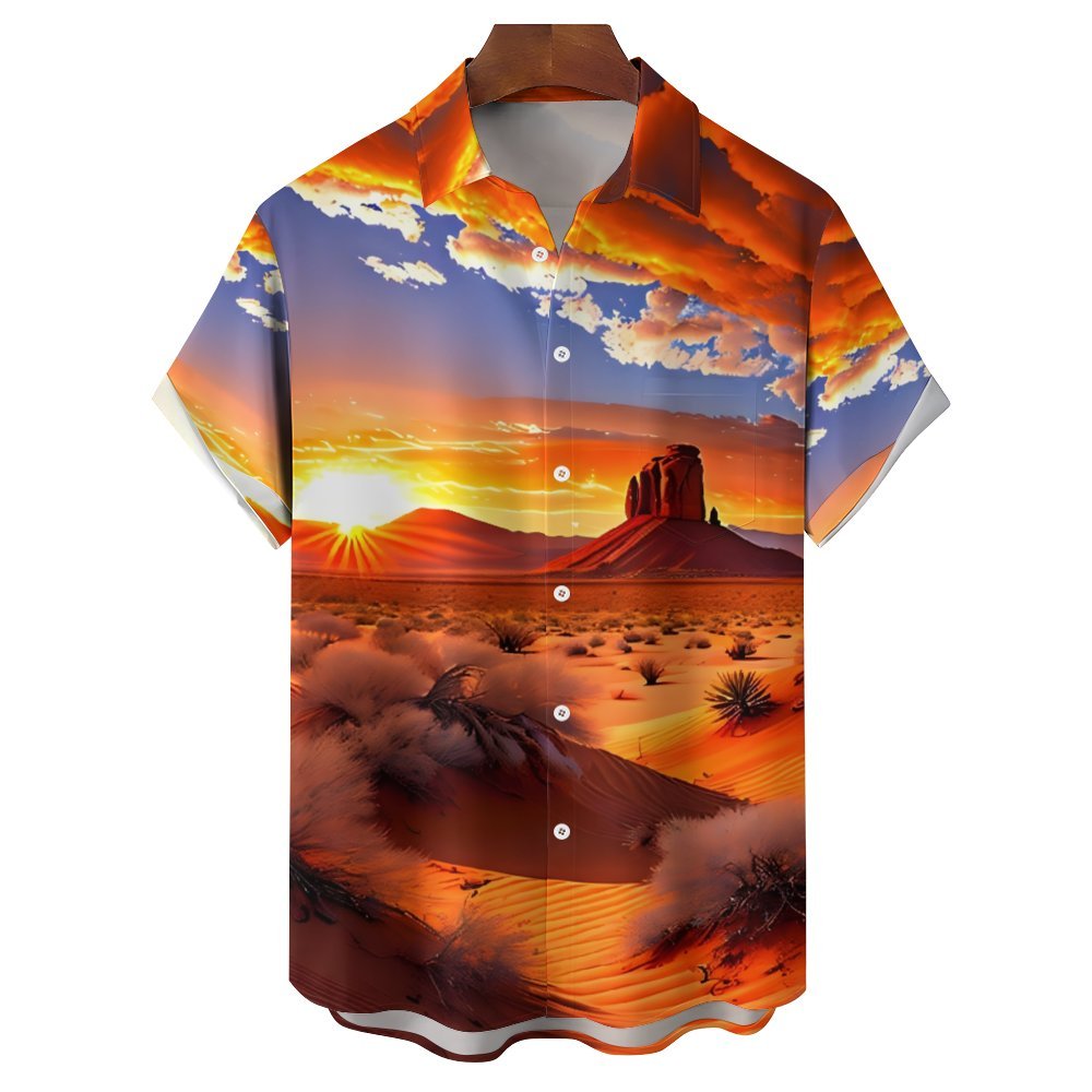 Men's Desert Scenery Casual Short Sleeve Shirt 2401000411