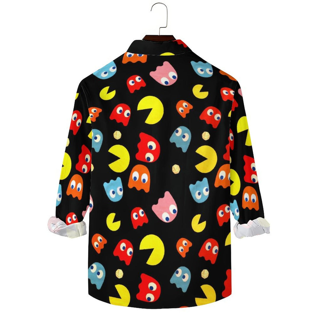 Men's Casual Little Monster Printed Long Sleeve Shirt 2312000131