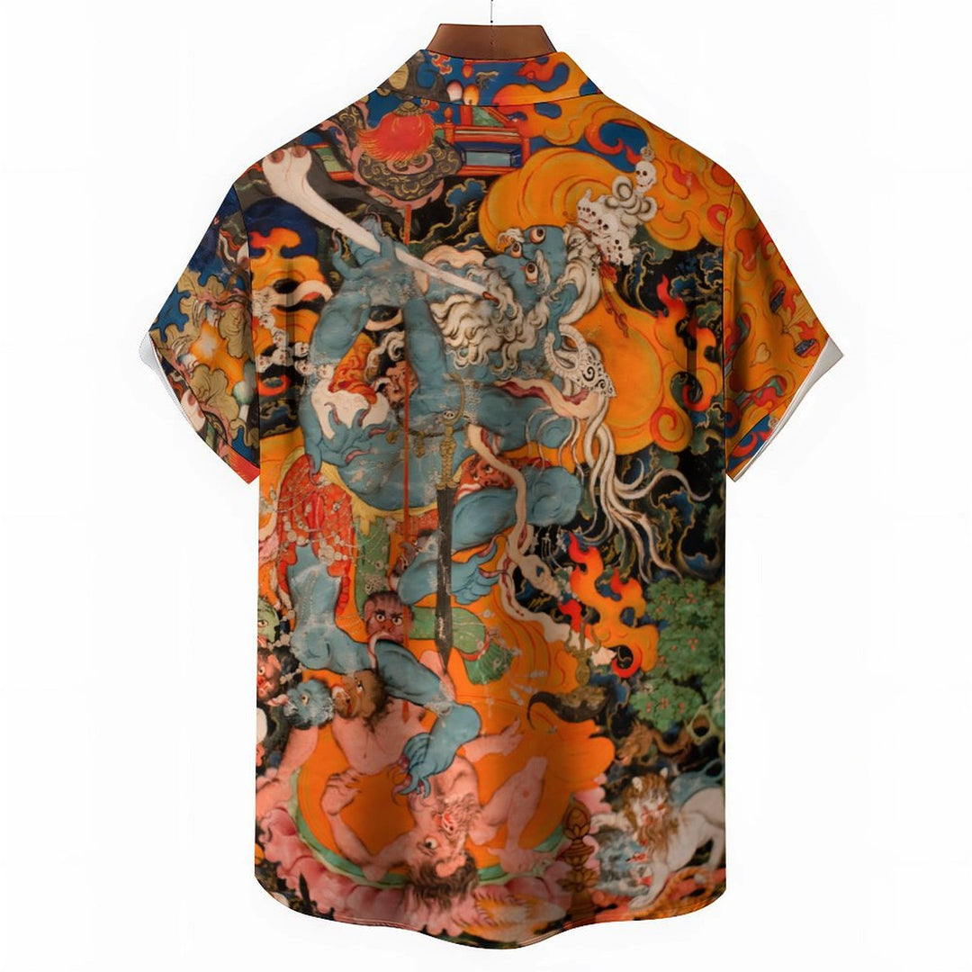 Men's Himalayan Art Casual Short Sleeve Shirt 2403000012