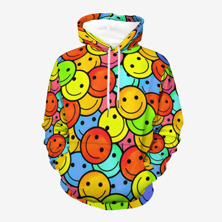 Unisex Hooded Cartoon Smile Print Sweatshirt 2402000180