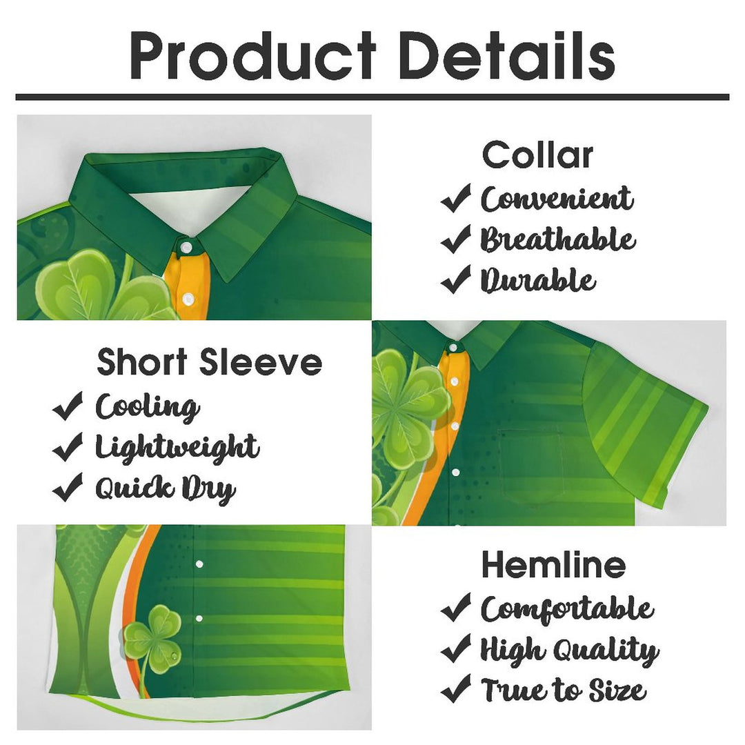 Men's St. Patrick's Day Shamrock Print Hawaiian Shirt  2312000480