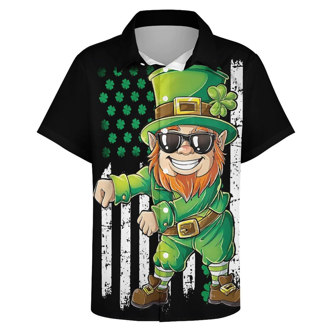 St. Patrick'S Day Shamrock Cartoon Casual Short Sleeve Shirt 2312000306