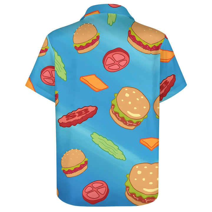 Men's Cartoon Krabby Patty Casual Short Sleeve Shirt 2403000366