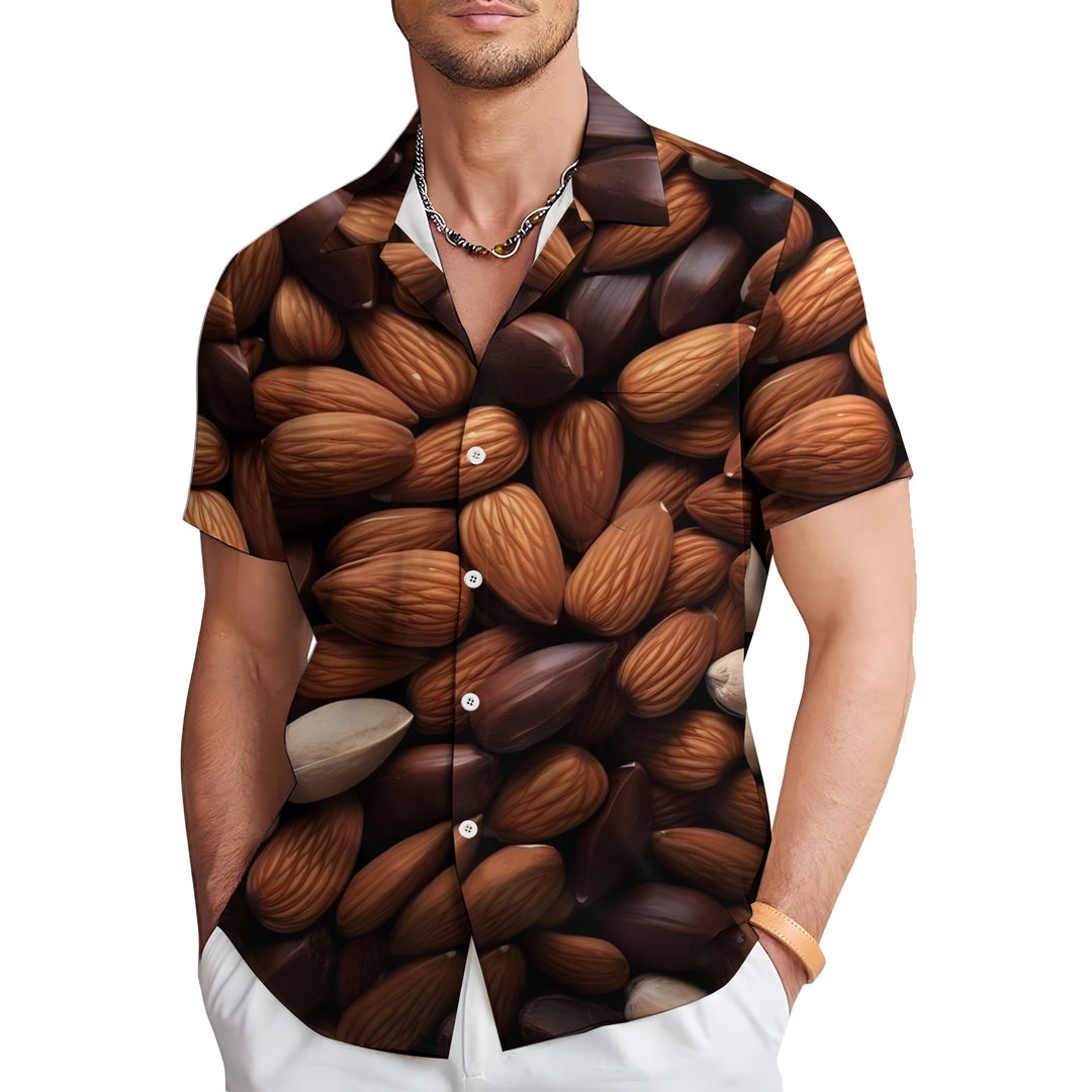 Nut Themed PrintCasual Short Sleeve Shirt 2403000216