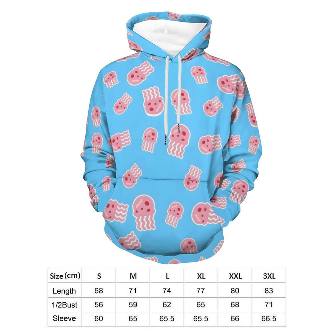 Unisex Hooded Cartoon Jellyfish Print Sweatshirt 2402000184