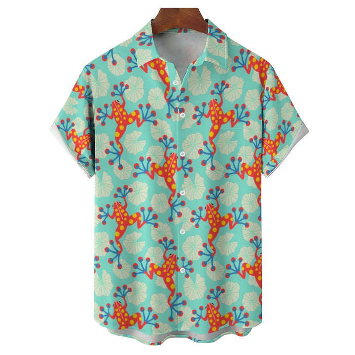 Men's Rainforest Tree Frog Casual Short Sleeve Shirt 2402000003