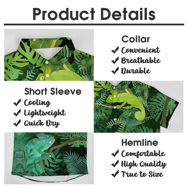 Men's Jungle Chameleon Casual Short Sleeve Shirt 2401000133