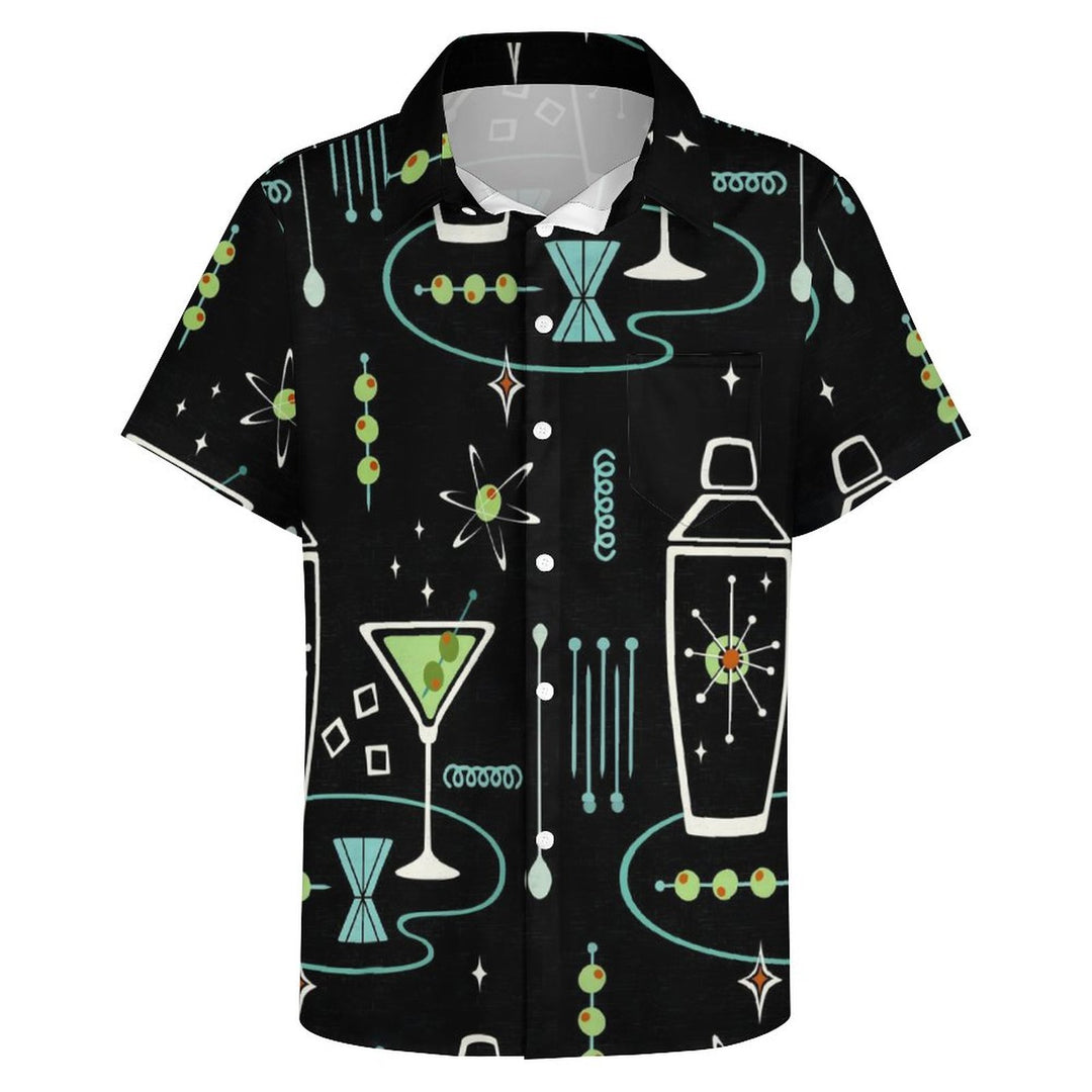 Men's Geometric Wine Glass Casual Short Sleeved Shirt 2311000128