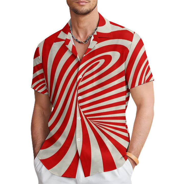 Men's Candy Cane Casual Short Sleeve Shirt 2402000029