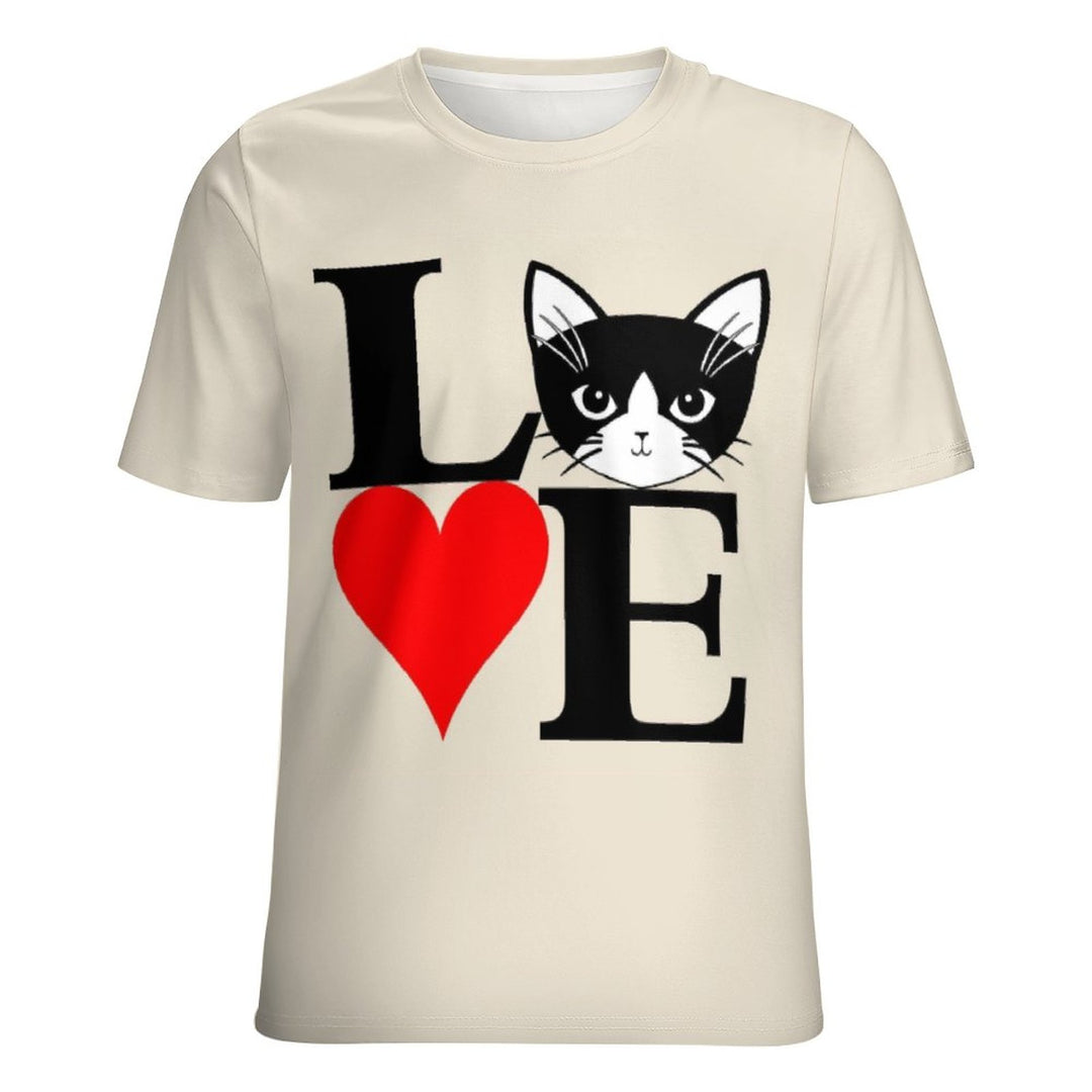 Men's Round Neck Valentine’s Day Cat Love Casual T-Shirt 2312000387