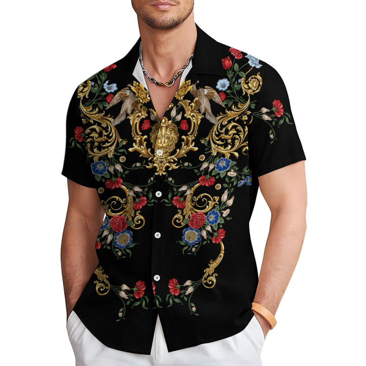 Men's Baroque Lion Casual Short Sleeve Shirt 2403000124