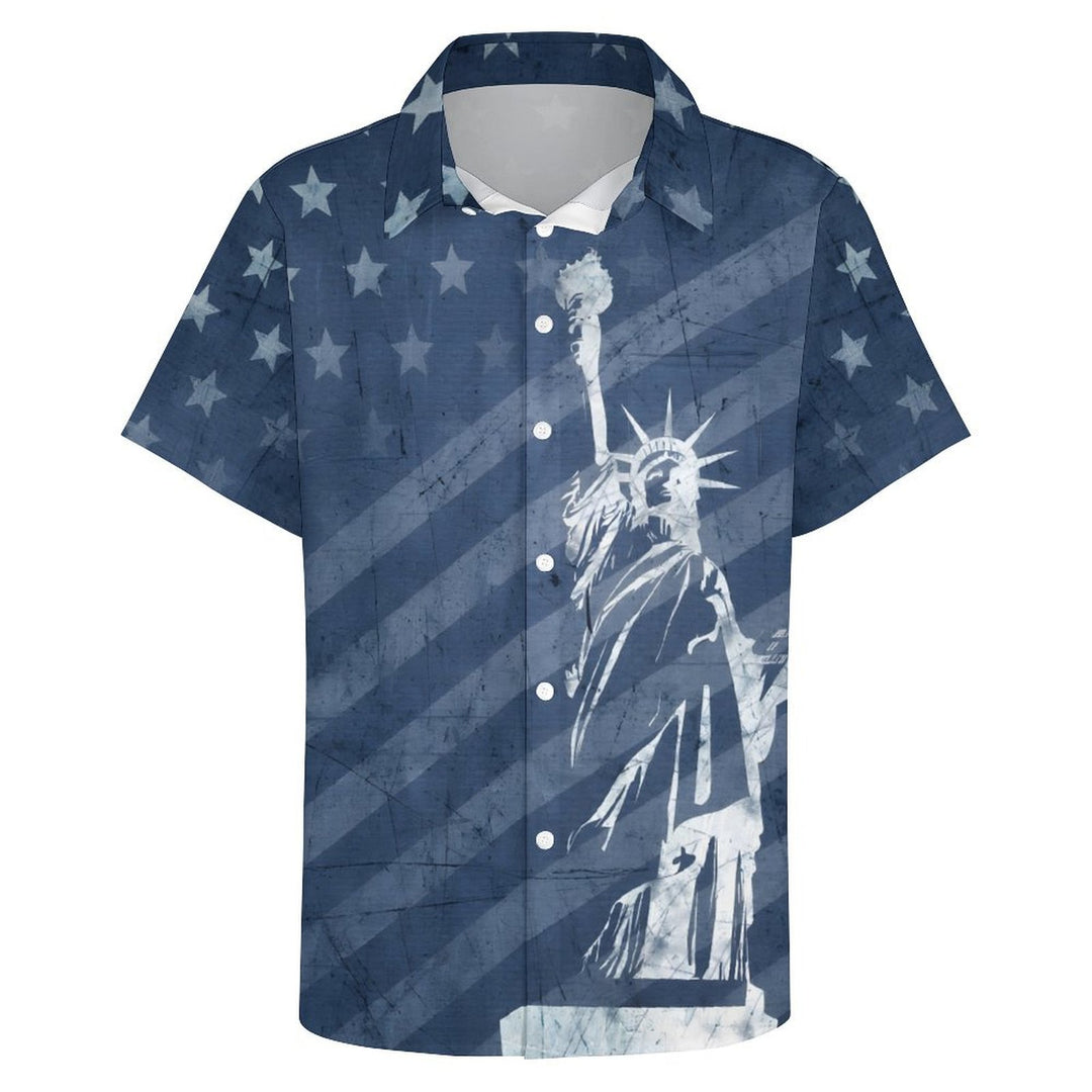 Men's Stars and Stripes Statue of Liberty Casual Short Sleeve Shirt 2401000100