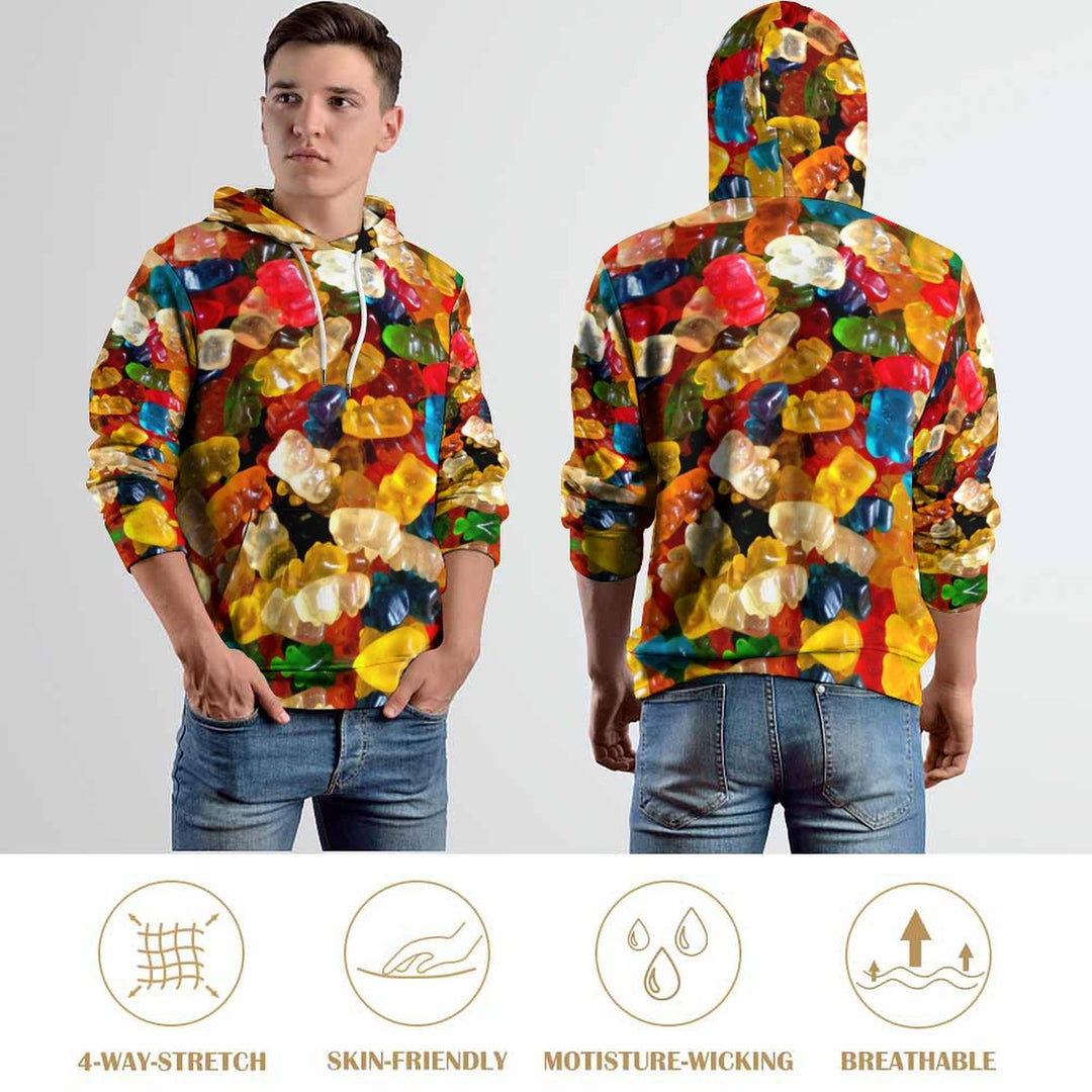 Unisex Casual Gummy Bear Print Pocket Hoodie 2309000117