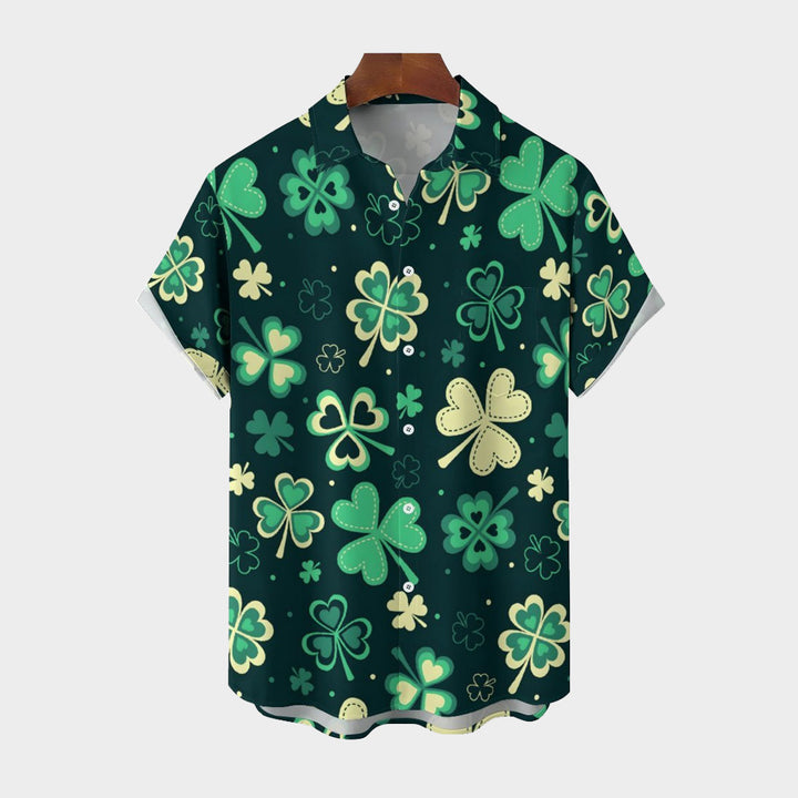 Men's St. Patrick'S Day Shamrock Casual Short Sleeve Shirt 2402000118