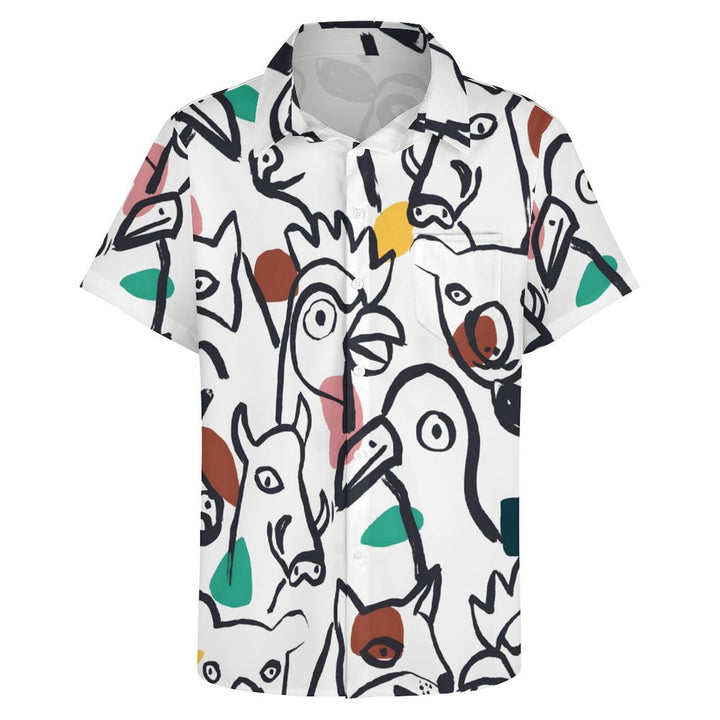 Animal Abstract Print Casual Short Sleeve Shirt 2402000257