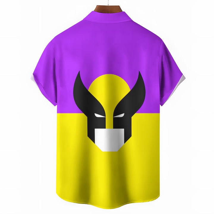 Hero Character Geometric Print Casual Short Sleeve Shirt 2403000362