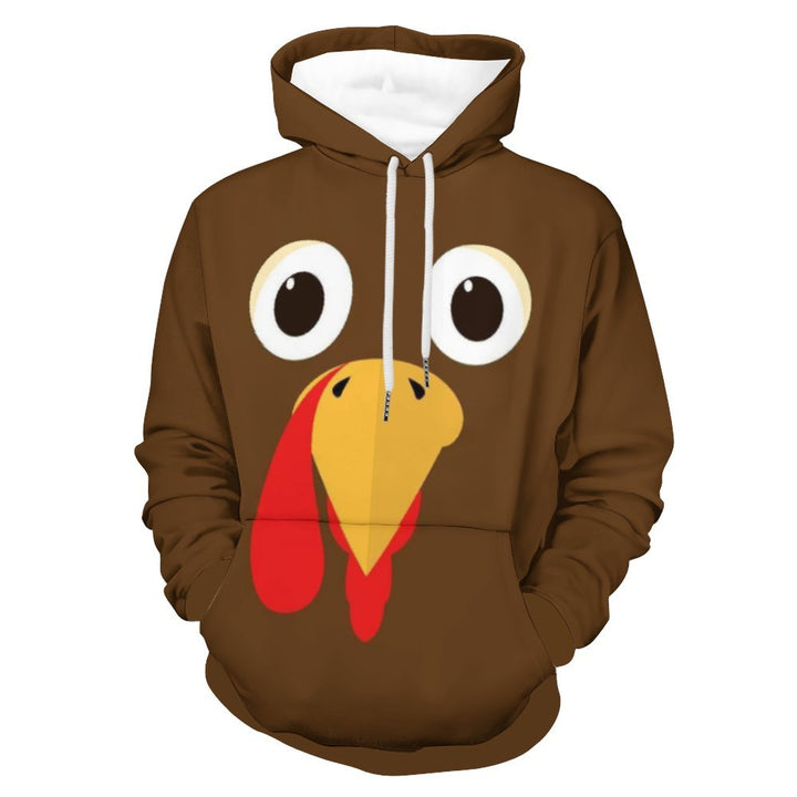 Unisex Hooded Thanksgiving Silly Turkey Face Print Sweatshirt 2311000160