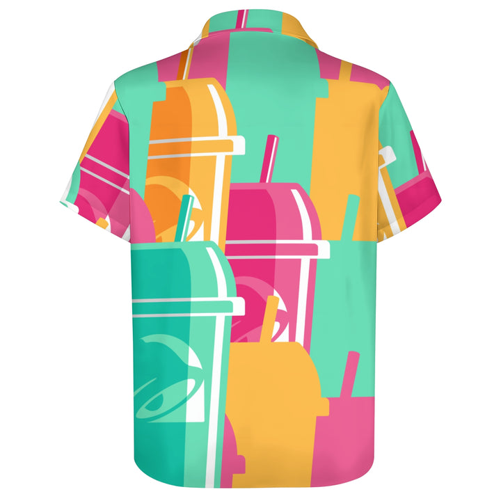 Men's Drink Bell Print Casual Short Sleeve Shirt 2403000460