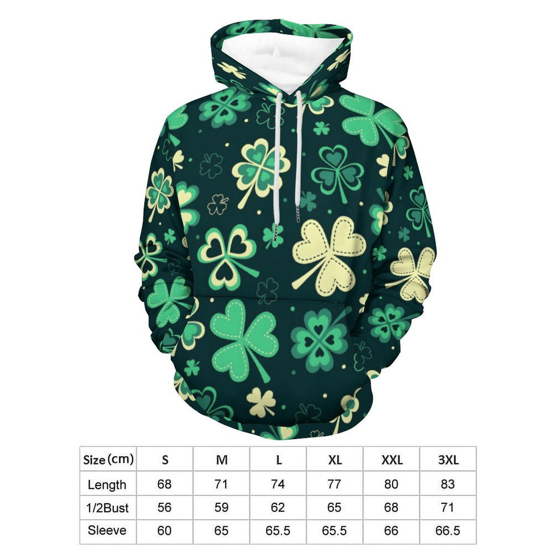 Unisex Hooded Clover Print Sweatshirt 2402000181