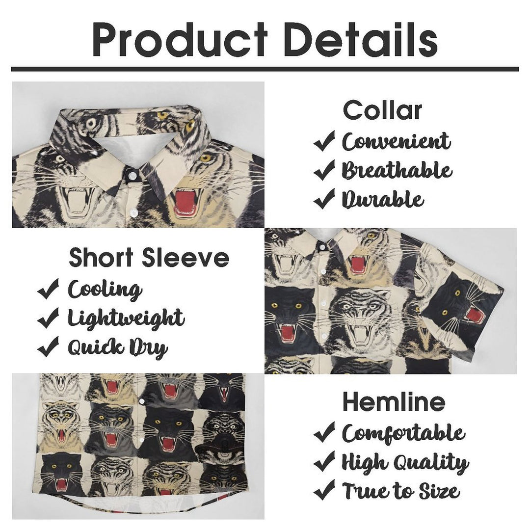 Men's Beast Art Print Casual Short Sleeve Shirt 2402000070