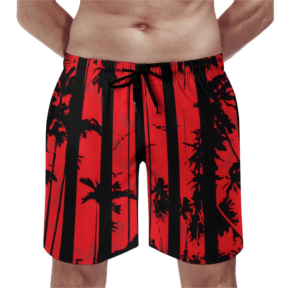 Men's Sports Striped Coconut Palm Beach Shorts 2312000528