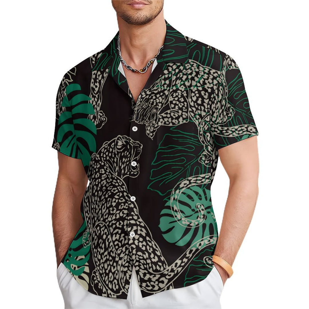 Men's Leopard Casual Short Sleeve Shirt 2402000259