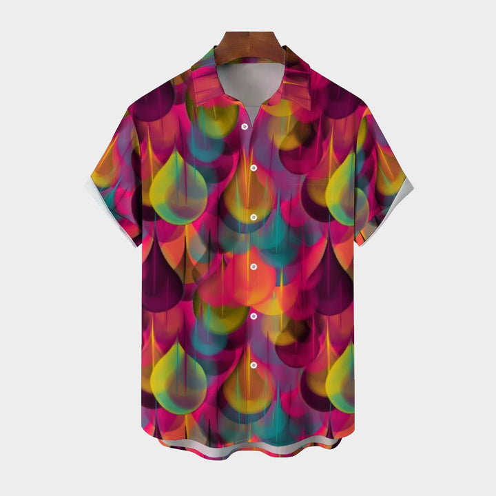 Fuchsia Print Casual Short Sleeve Shirt 2402000141