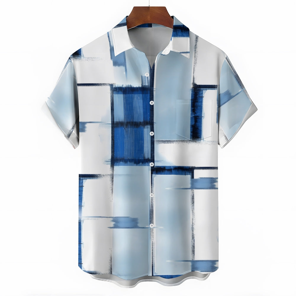 Men's Geometric Texture Casual Short Sleeve Shirt 2403000078