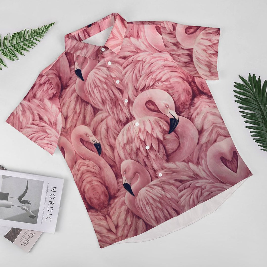 Men's Hawaiian Flamingo Casual Short Sleeve Shirt 2401000282