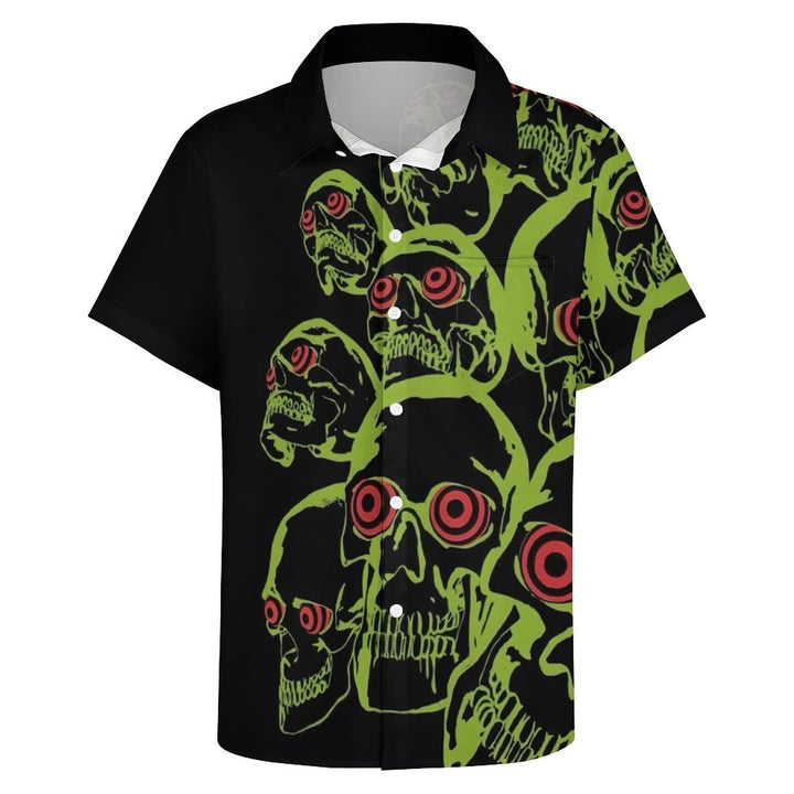 Men's Horror Skull Print Casual Short Sleeve Shirt 2402000202