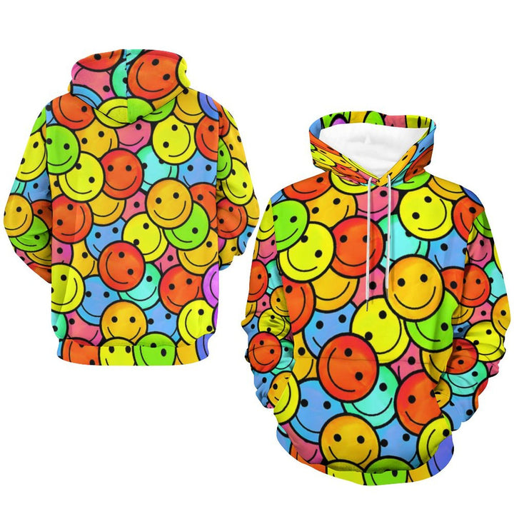 Unisex Hooded Cartoon Smile Print Sweatshirt 2402000180