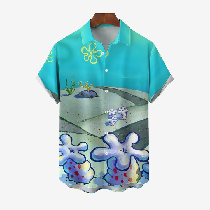 Bikini Bottom Casual Short Sleeve Shirt 2401000355