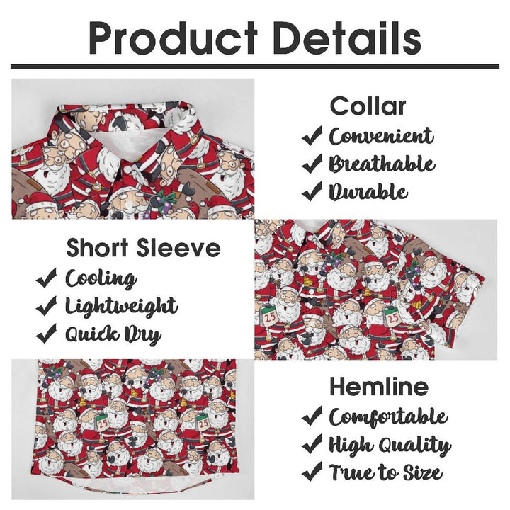 Christmas Themed Casual Printed Chest Pocket Short Sleeved Shirt 2309000537