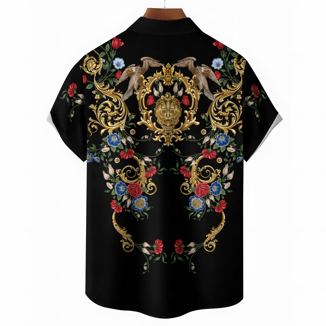 Men's Baroque Lion Casual Short Sleeve Shirt 2403000124