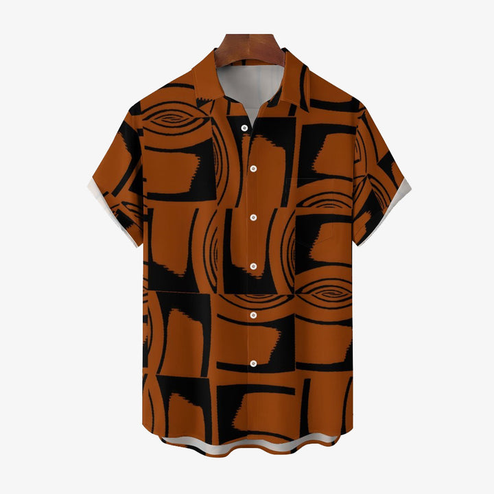 Artistic Geometric Print Casual Short Sleeve Shirt 2402000309